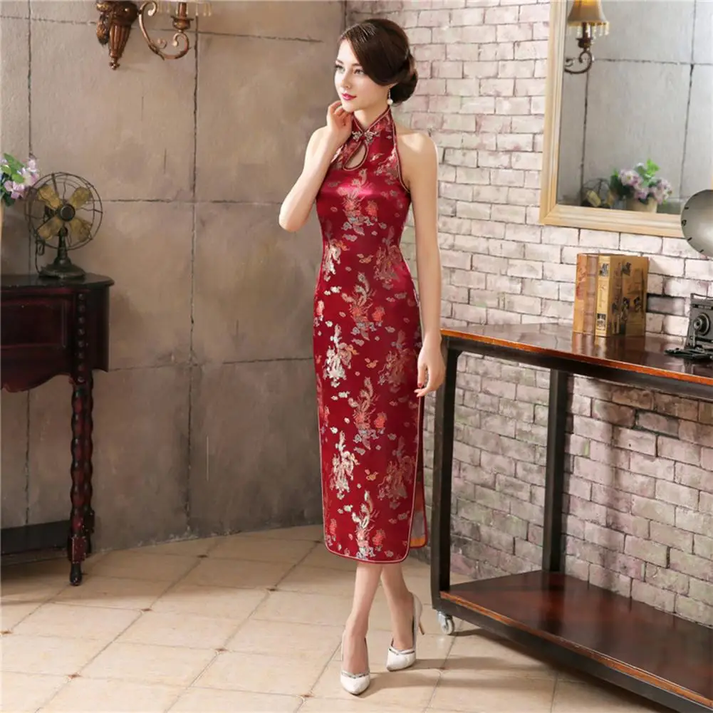 Backless Cheongsam Elegant Retro Chinese Style Cheongsam Dress for Women Stand Collar Off Shoulder Banquet Party Cocktail Dress
Backless Cheongsam Elegant Retro Chinese Style Cheongsam Dress for Women Stand Collar Off Shoulder Banquet Party Cocktail Dress