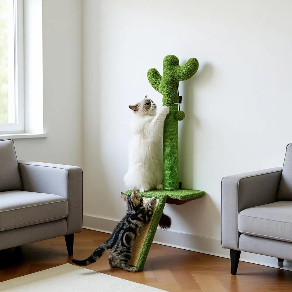 Wall-Mounted Cat Climbing Tree – Sisal Scratching Post with Slanted Board & Hanging Toy – Suitable for All Wall Types, Space-Sav
Wall-Mounted Cat Climbing Tree – Sisal Scratching Post with Slanted Board & Hanging Toy – Suitable for All Wall Types, Space-Sav