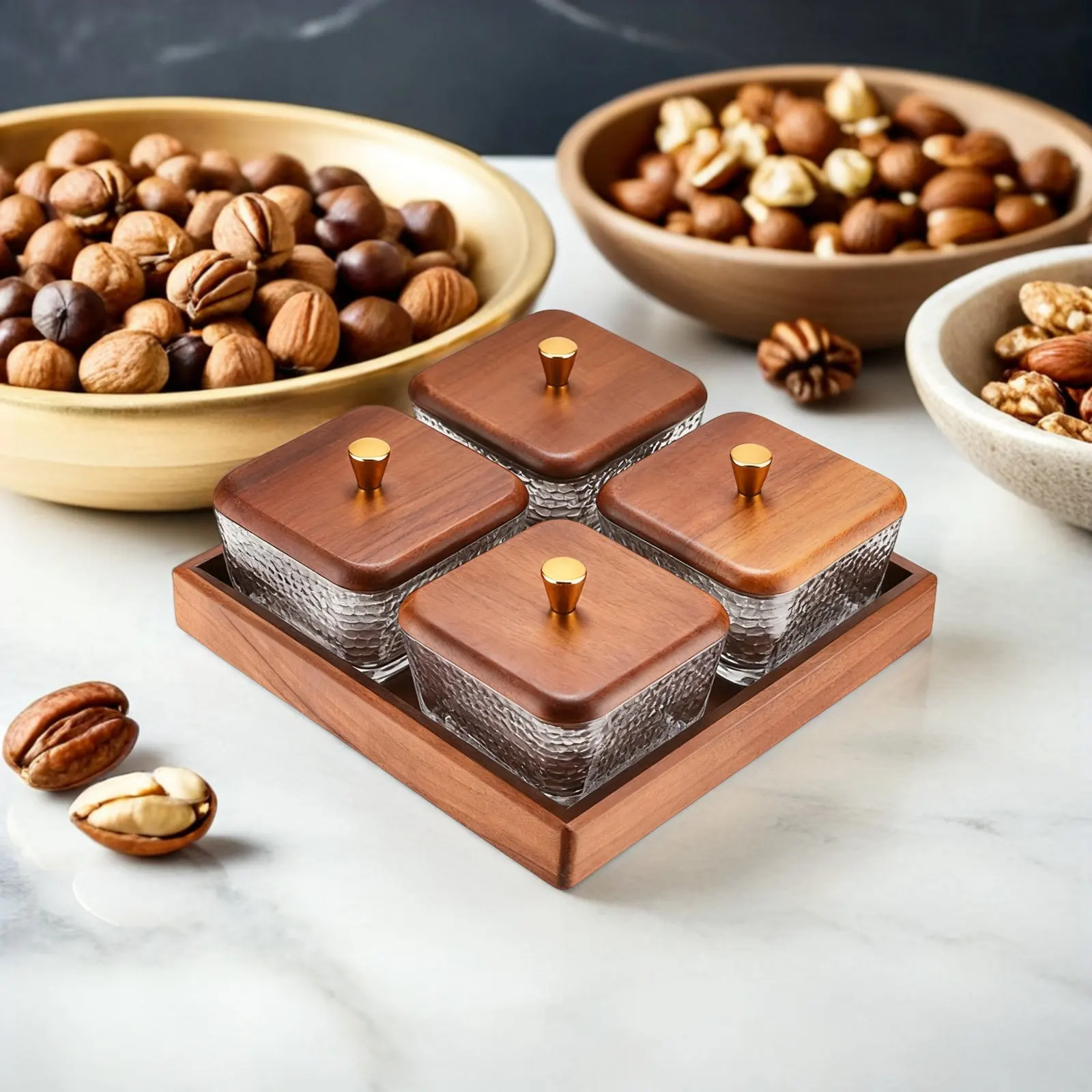 1Set Sectional Candy Box Walnut Glass 4 Compartments Snack Tray Nuts Platter Dried Fruit Serving Party Organizer
1Set Sectional Candy Box Walnut Glass 4 Compartments Snack Tray Nuts Platter Dried Fruit Serving Party Organizer