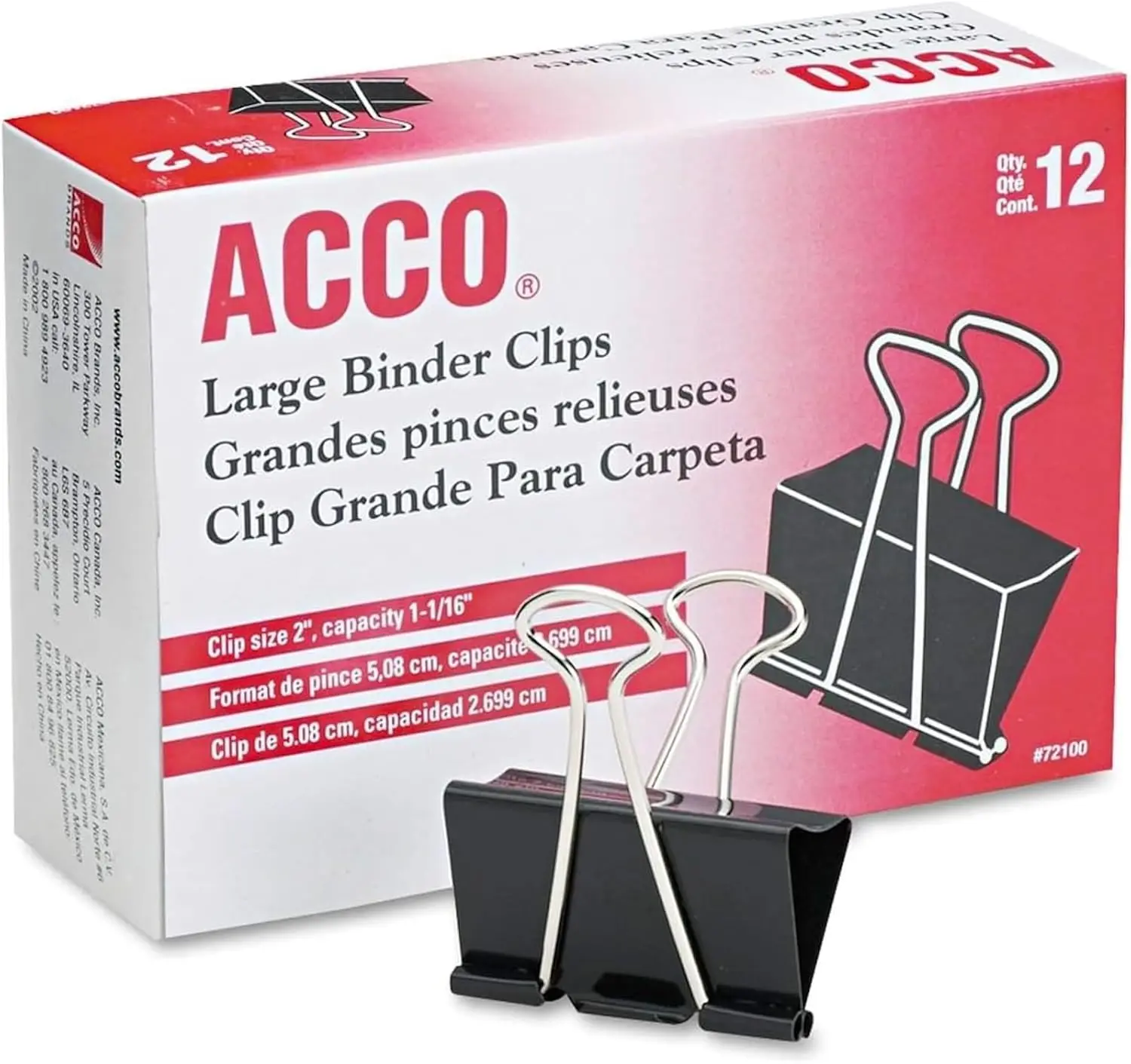 Large Binder Clips 2 Inch, 12 Pack, Holds 1-1/16 Inch Paper, Black Steel Office Clips
Large Binder Clips 2 Inch, 12 Pack, Holds 1-1/16 Inch Paper, Black Steel Office Clips