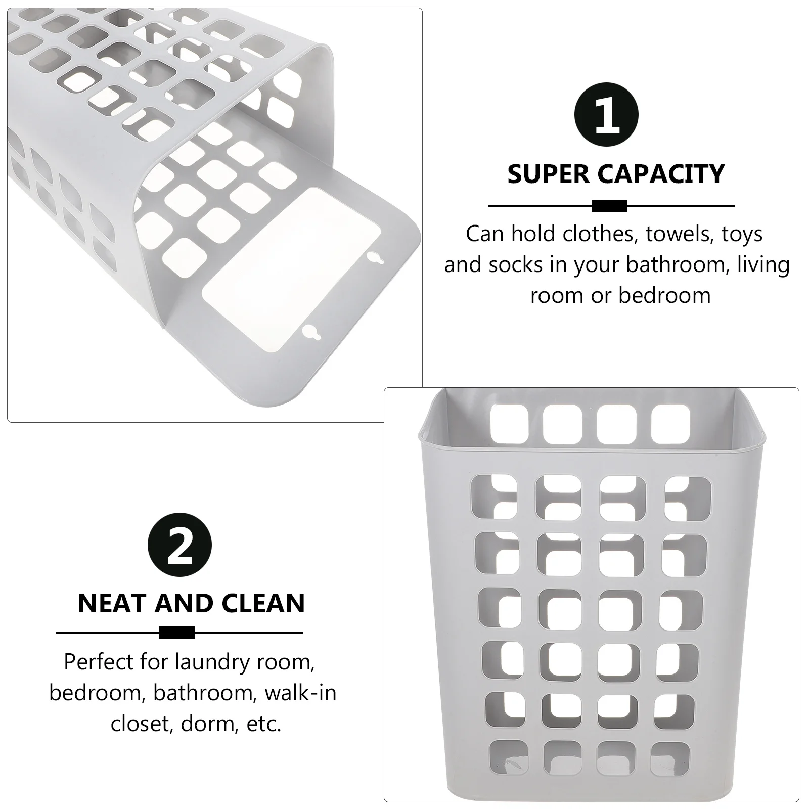 Foldable Plastic Laundry Basket Large Capacity Laundry Hamper Clothes Storage Organizer for Home Bathroom
Foldable Plastic Laundry Basket Large Capacity Laundry Hamper Clothes Storage Organizer for Home Bathroom