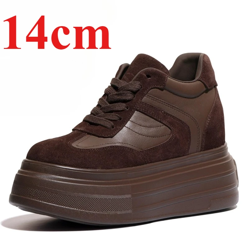 Коричневые повседневные туфли из натуральной кожи с лифтом 14 см для женщин, уличные массивные кроссовки, увеличивающие рост на толстой подошве
Коричневые повседневные туфли из натуральной кожи с лифтом 14 см для женщин, уличные массивные кроссовки, увеличивающие рост на толстой подошве