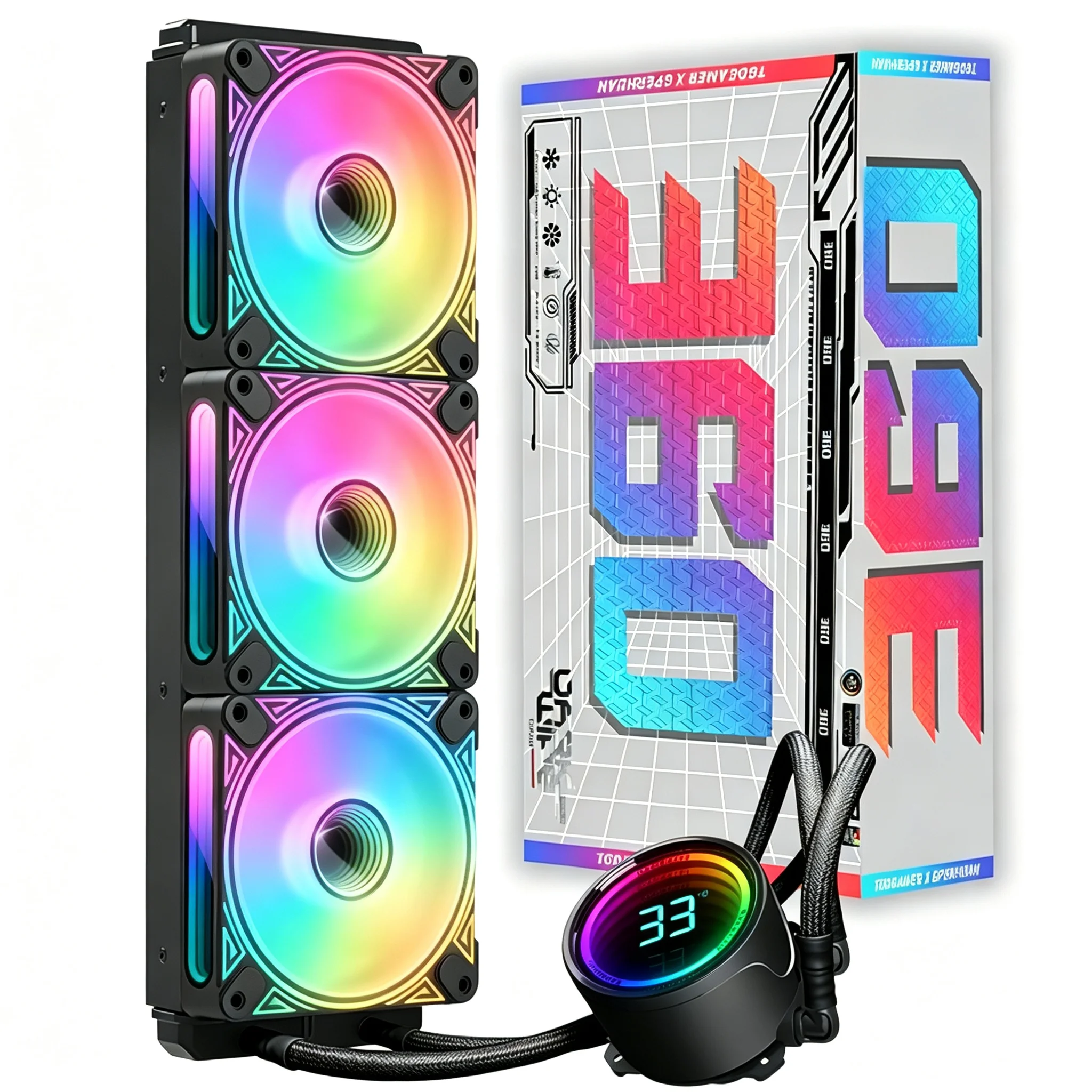 T-360MM ARGB Liquid CPU Water Cooling System with 3 X 120mm ARGB PWM Fans And Temperature Display for Computer
T-360MM ARGB Liquid CPU Water Cooling System with 3 X 120mm ARGB PWM Fans And Temperature Display for Computer