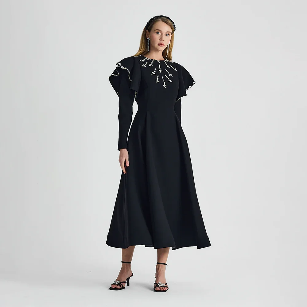 Черное вечернее платье из джерси для женщин, на заказ, с круглым вырезом, длинными рукавами, кристаллами, плиссировкой, А-силуэт, для торжественных мероприятий, 2026
Черное вечернее платье из джерси для женщин, на заказ, с круглым вырезом, длинными рукавами, кристаллами, плиссировкой, А-силуэт, для торжественных мероприятий, 2026