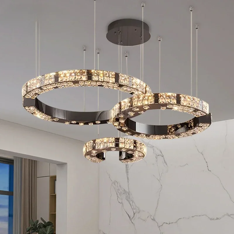 GHEUVNJ Light luxury crystal living room pendant light, high-end dining room light, new hall bedroom multi ring main light fixt
GHEUVNJ Light luxury crystal living room pendant light, high-end dining room light, new hall bedroom multi ring main light fixt