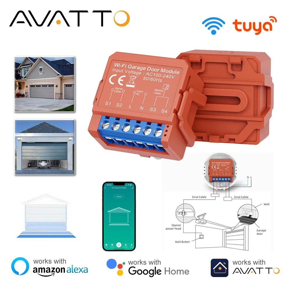 AVATTO Tuya Wi-Fi умный модуль переключателя открывания гаражных ворот, поддержка приложения, голосовой пульт дистанционного управления работает с Alexa Google Home
AVATTO Tuya Wi-Fi умный модуль переключателя открывания гаражных ворот, поддержка приложения, голосовой пульт дистанционного управления работает с Alexa Google Home