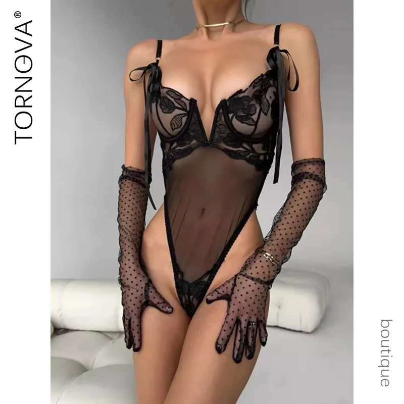 Tornova Sexy Lingerie Suit Lace Embroidered Sexy Lingerie Mesh Transparent Onesie V-neck Gathering Bra Thin Bodysuit Glove Set
Tornova Sexy Lingerie Suit Lace Embroidered Sexy Lingerie Mesh Transparent Onesie V-neck Gathering Bra Thin Bodysuit Glove Set