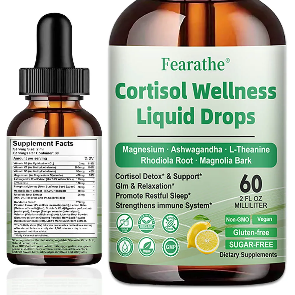 Cortisol Supplement Liquid Drops, with Magnesium Glycinate,Ashwagandha, L-Theanine, Hormone, Mood & Sleep Supports
Cortisol Supplement Liquid Drops, with Magnesium Glycinate,Ashwagandha, L-Theanine, Hormone, Mood & Sleep Supports