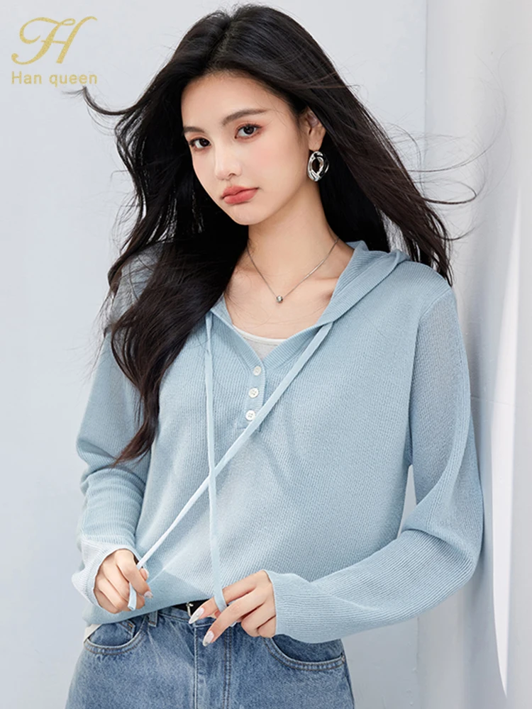 H Han Queen Autumn Winner Hooded Pullovers Sweaters Knitwear Loose Sweater Vintage Casual Women's Clothing Simple Long Sleeve 
H Han Queen Autumn Winner Hooded Pullovers Sweaters Knitwear Loose Sweater Vintage Casual Women's Clothing Simple Long Sleeve
