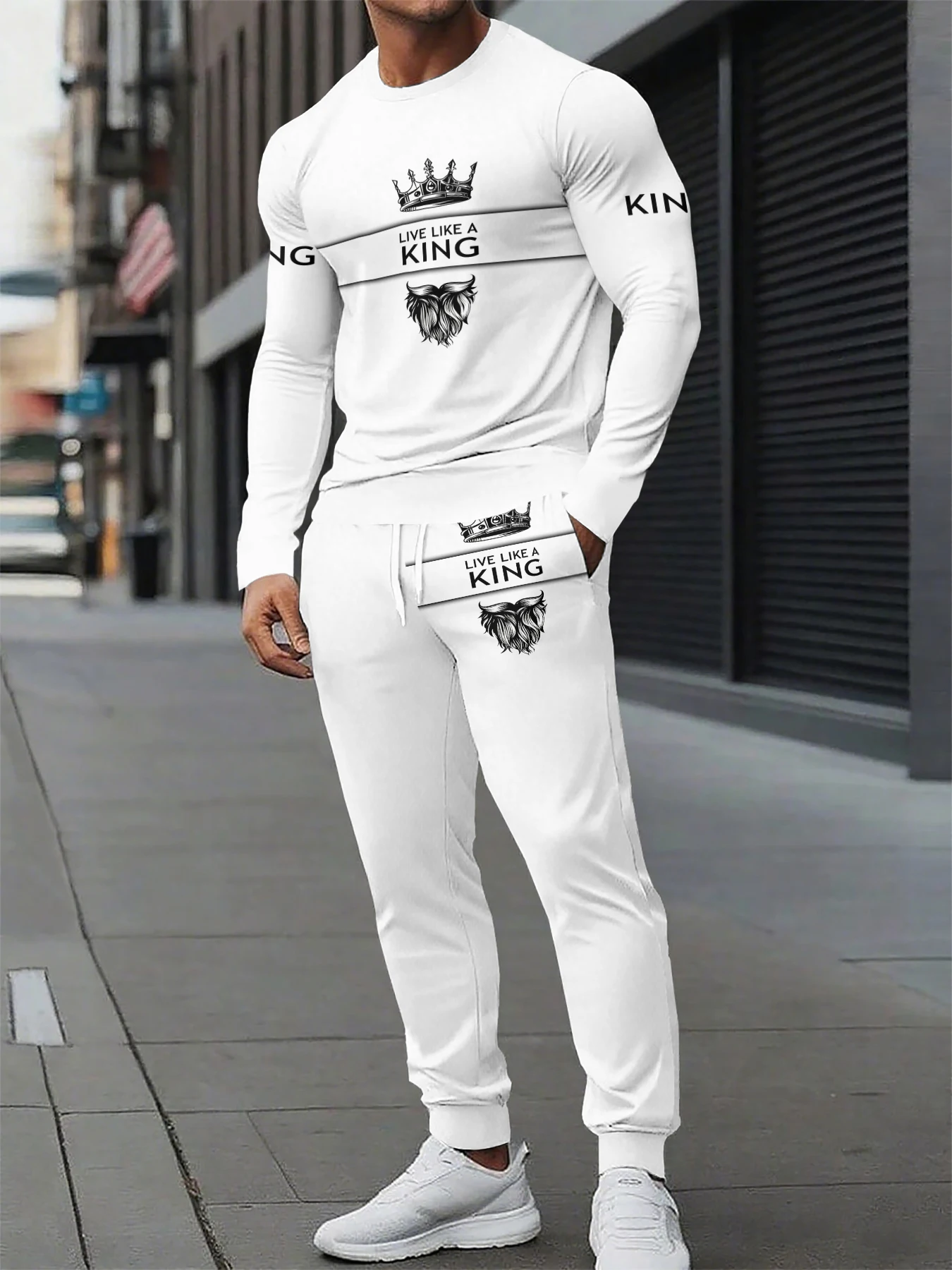 Men Sportswear T-Shirt and Pants Set Round-neck Long-sleeved T-shirt and Trousers Striped Pattern Trendy Comfortable Sportswear
Men Sportswear T-Shirt and Pants Set Round-neck Long-sleeved T-shirt and Trousers Striped Pattern Trendy Comfortable Sportswear