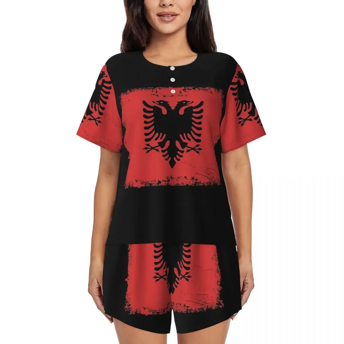 Albania Flag Round Neck Short Sleeve Nightgowns for Sleeping Sleepshirts Women Soft Pajama Set Short Pants
Albania Flag Round Neck Short Sleeve Nightgowns for Sleeping Sleepshirts Women Soft Pajama Set Short Pants