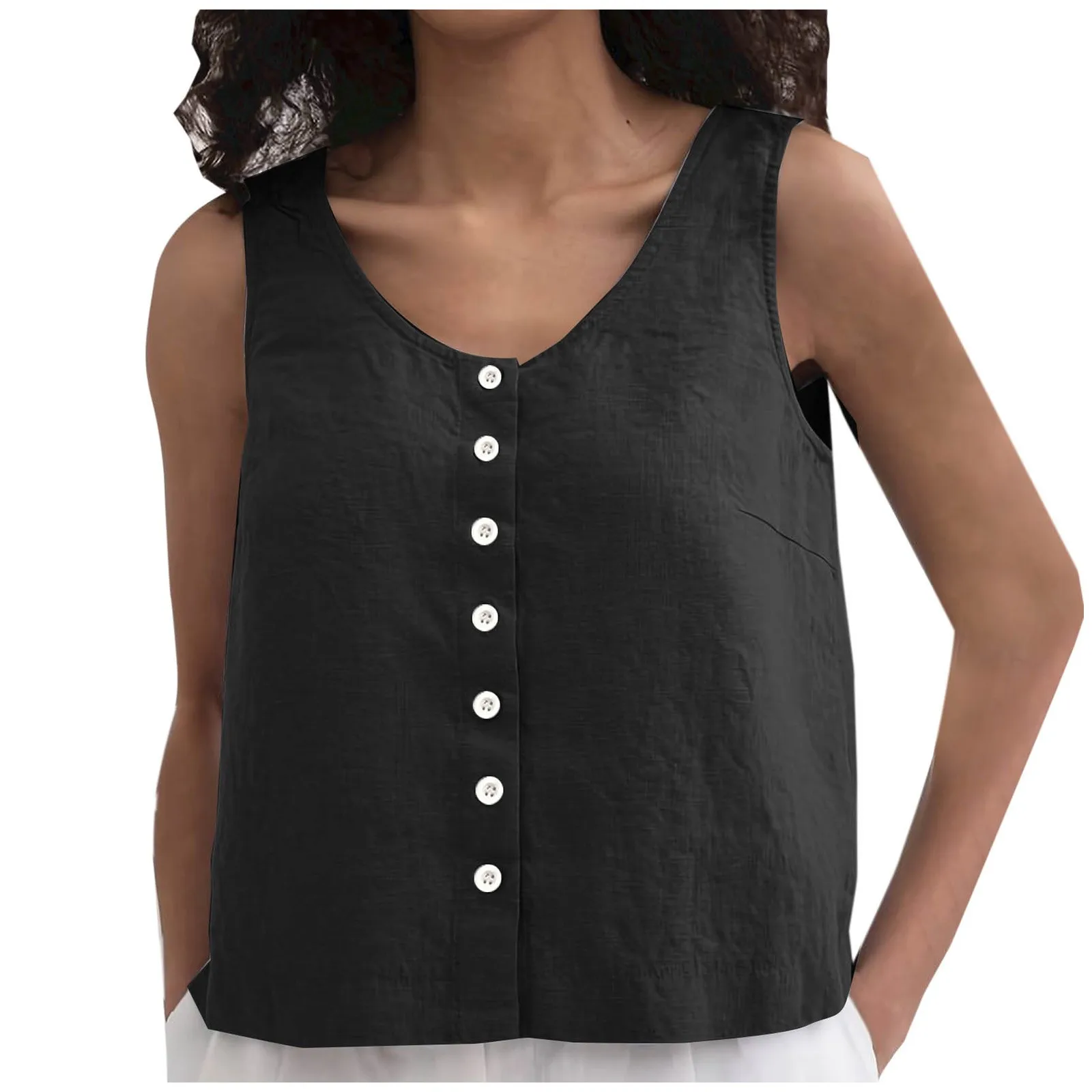 Women's Loose Linen Tanks Casual Button Up Vests Loose Versatile Sleeveless Tees Tops Summer Cotton Linen Cropped Camisole
Women's Loose Linen Tanks Casual Button Up Vests Loose Versatile Sleeveless Tees Tops Summer Cotton Linen Cropped Camisole
