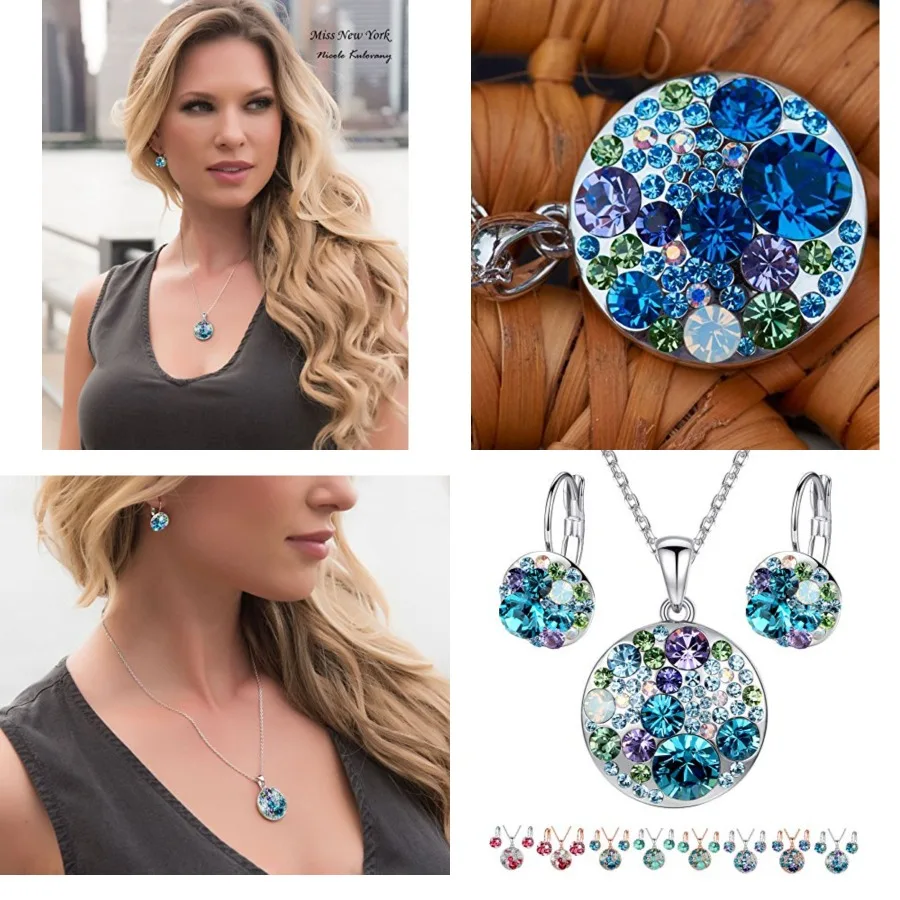 Ocean Bubble Women's Crystal Jewelry Set Costume Fashion Pendant Necklace Earring, Silver Tone or 18K Rose Gold Plated, 18 + 2,
Ocean Bubble Women's Crystal Jewelry Set Costume Fashion Pendant Necklace Earring, Silver Tone or 18K Rose Gold Plated, 18 + 2,