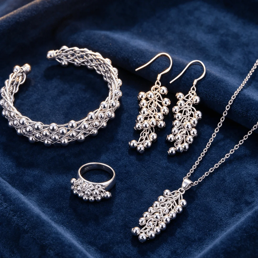 Hot y2k style Fashion 925 Sterling Silver Jewelry set Elegant Grape beads bangle earrings bracelet rings necklace for women gift
Hot y2k style Fashion 925 Sterling Silver Jewelry set Elegant Grape beads bangle earrings bracelet rings necklace for women gift