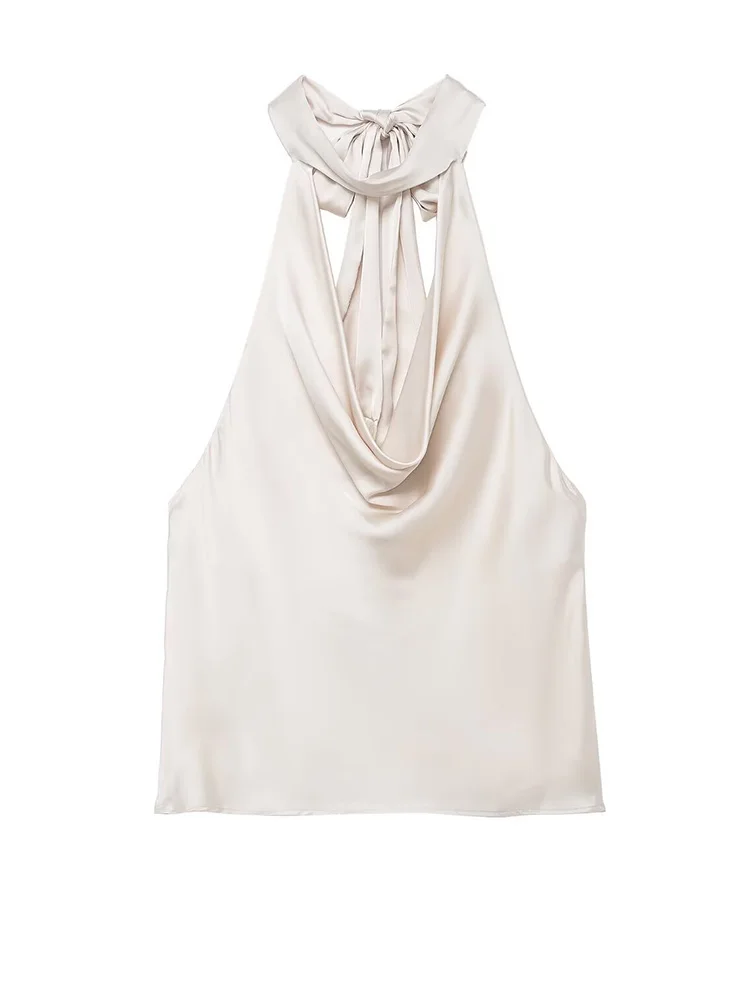 HH Woman Elegant Party Fringed Decoration Solid Short Top Summer Sexy Sleeveless Satin Texture Leisure Hanging Neck Collar Tops
HH Woman Elegant Party Fringed Decoration Solid Short Top Summer Sexy Sleeveless Satin Texture Leisure Hanging Neck Collar Tops