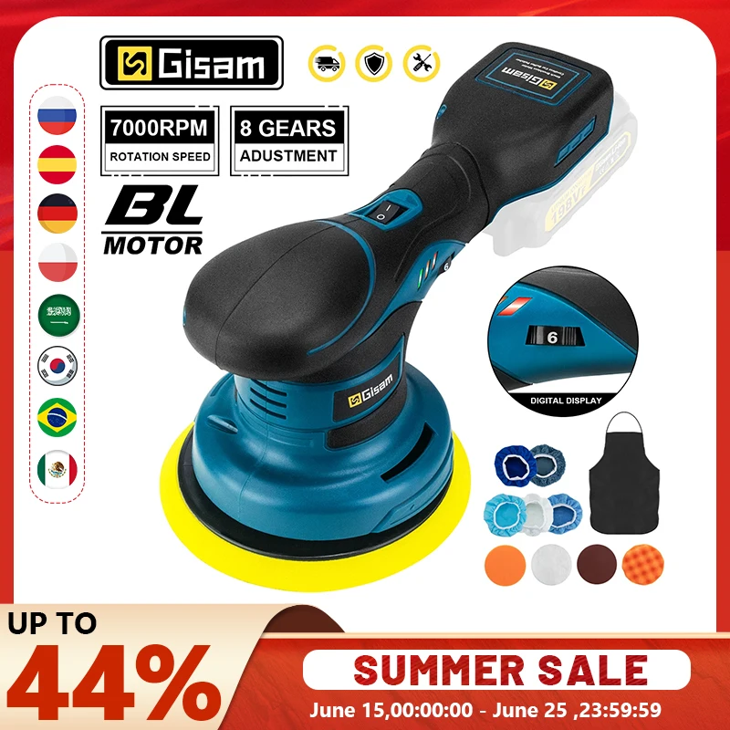 Gisam Brushless Car Polisher 6Gears Adjustment Wireless Car Polishing Machine Electric Polish Tool For Makita 18v Battery Pins
Gisam Brushless Car Polisher 6Gears Adjustment Wireless Car Polishing Machine Electric Polish Tool For Makita 18v Battery Pins