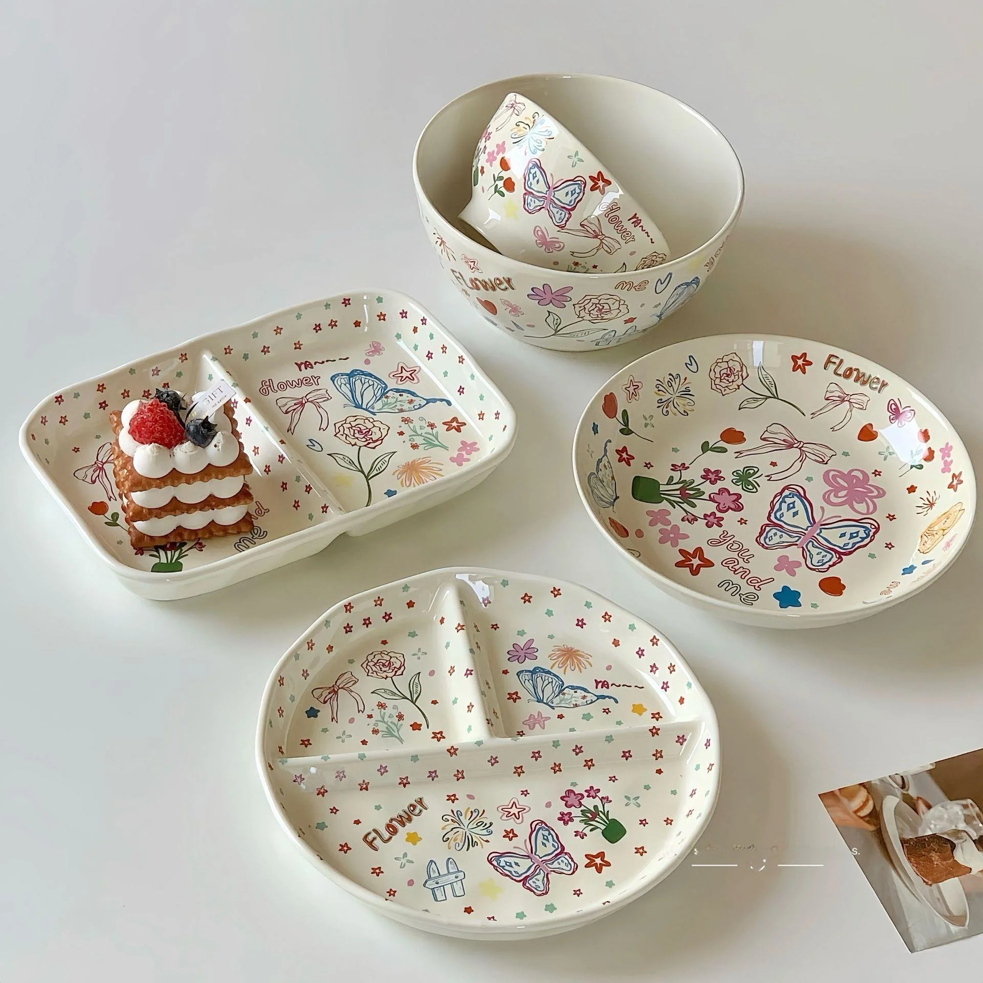 Ceramic Dessert Bowl Salad Plate Divided Dish High Aesthetic Value Home Use Single Person Dining Utensils Cartoon Style
Ceramic Dessert Bowl Salad Plate Divided Dish High Aesthetic Value Home Use Single Person Dining Utensils Cartoon Style