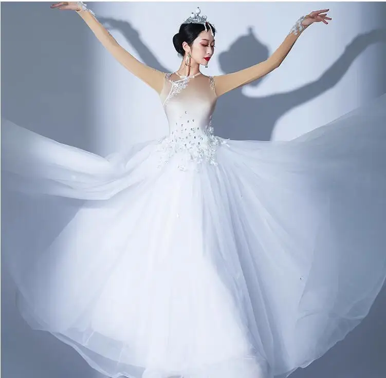 Mongolian Dance Performance Dress, White Classical Dance Dress, Fowing Ballet Dress
Mongolian Dance Performance Dress, White Classical Dance Dress, Fowing Ballet Dress