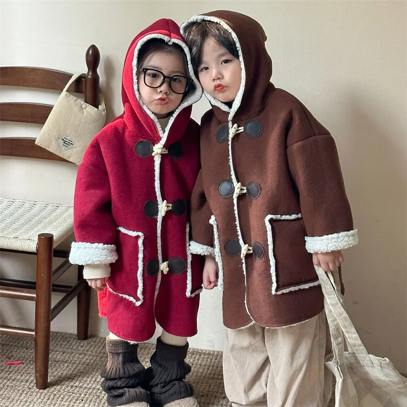 Lambswool Boys Girls Coats Children Thicken Warm Jackets Kids Winter Plus Velvet Hooded Outerwear New Teenager Padded Clothing
Lambswool Boys Girls Coats Children Thicken Warm Jackets Kids Winter Plus Velvet Hooded Outerwear New Teenager Padded Clothing
