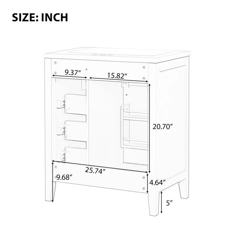 30" Bathroom Vanity without Sink, Cabinet Base Only, Bathroom Cabinet with Drawers, Solid Frame and MDF Board, White
30" Bathroom Vanity without Sink, Cabinet Base Only, Bathroom Cabinet with Drawers, Solid Frame and MDF Board, White