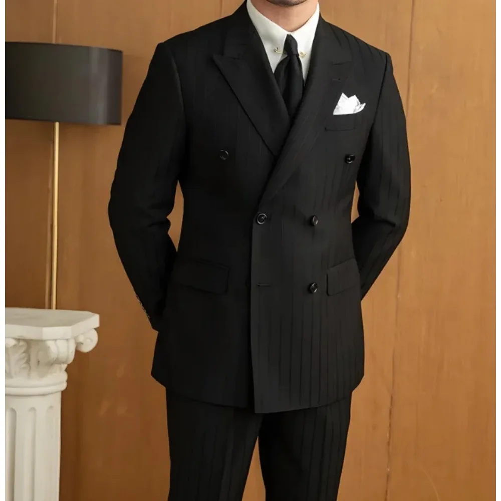 Mens Black Stripe Suit Double Breasted Slim Fit Blazer Wedding Groom Business Formal Party Elegant Gentleman Jacket
Mens Black Stripe Suit Double Breasted Slim Fit Blazer Wedding Groom Business Formal Party Elegant Gentleman Jacket