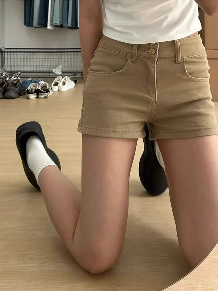 Джинсовые шорты с высокой талией и эластичной резинкой, женские, больших размеров, цвета хаки, прямого кроя, винтажные, в американском стиле, повседневные, летние джинсы
Джинсовые шорты с высокой талией и эластичной резинкой, женские, больших размеров, цвета хаки, прямого кроя, винтажные, в американском стиле, повседневные, летние джинсы