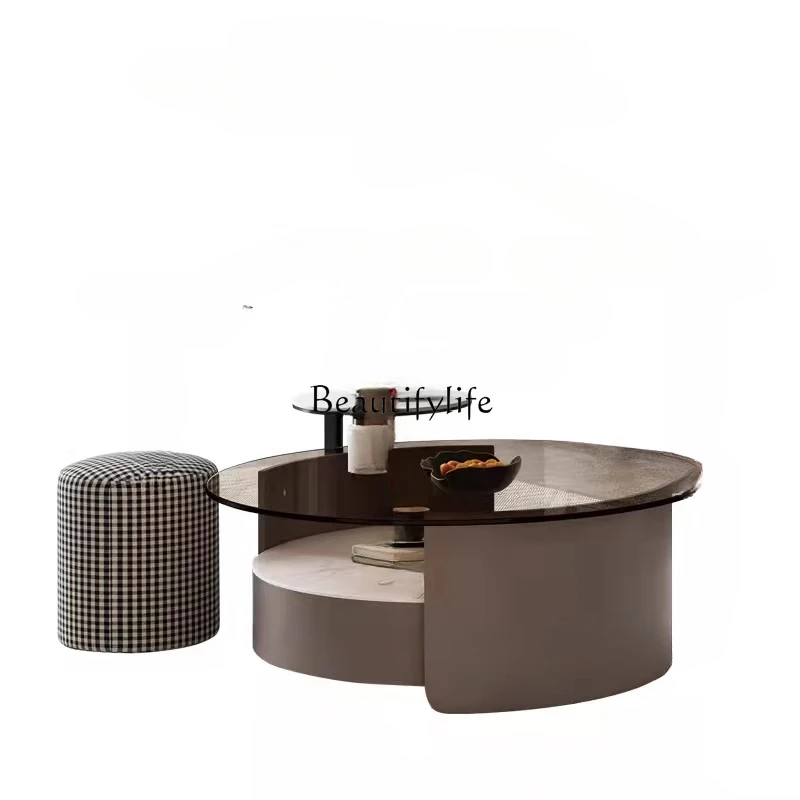 Italian minimalist glass coffee table TV cabinet combination modern simple small apartment creativity
Italian minimalist glass coffee table TV cabinet combination modern simple small apartment creativity