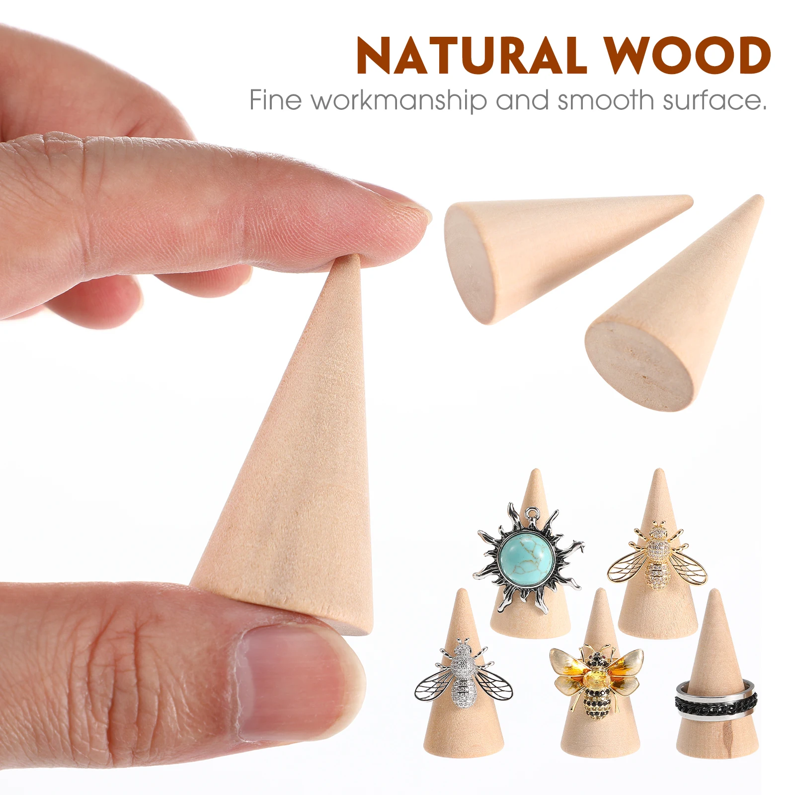 20Pcs Cone Shape Ring Stand Wooden Display Rack for Rings Storage and Organization Suitable for Desktop Showcase Decorative Use
20Pcs Cone Shape Ring Stand Wooden Display Rack for Rings Storage and Organization Suitable for Desktop Showcase Decorative Use