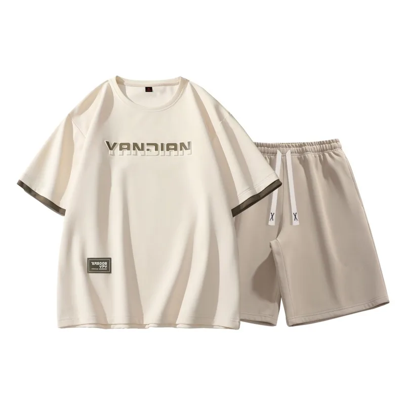 Men Summer Contrast Cuff 3D Letter Print T-shirt Elastic Drawstring Shorts Loose Casual Two Piece Set
Men Summer Contrast Cuff 3D Letter Print T-shirt Elastic Drawstring Shorts Loose Casual Two Piece Set
