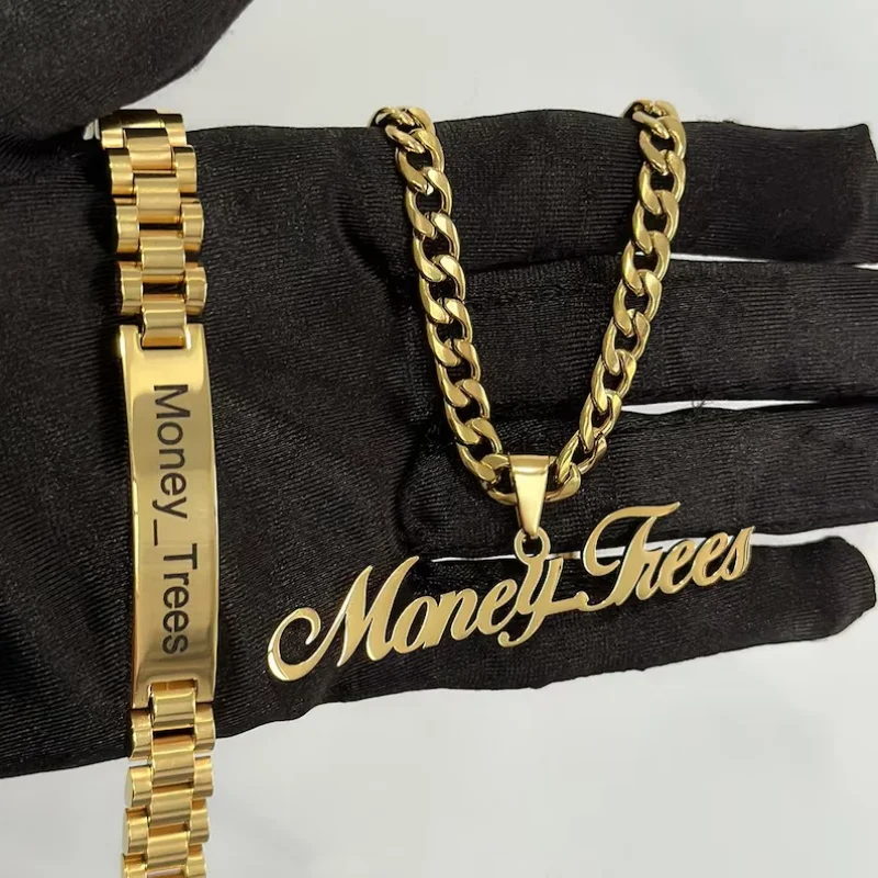 Набор украшений: браслет и колье с именной табличкой, из нержавеющей стали, цепь кубинского плетения 5 мм, крупная именная табличка, браслет с гравировкой имени, индивидуальный набор ювелирных изделий
Набор украшений: браслет и колье с именной табличкой, из нержавеющей стали, цепь кубинского плетения 5 мм, крупная именная табличка, браслет с гравировкой имени, индивидуальный набор ювелирных изделий