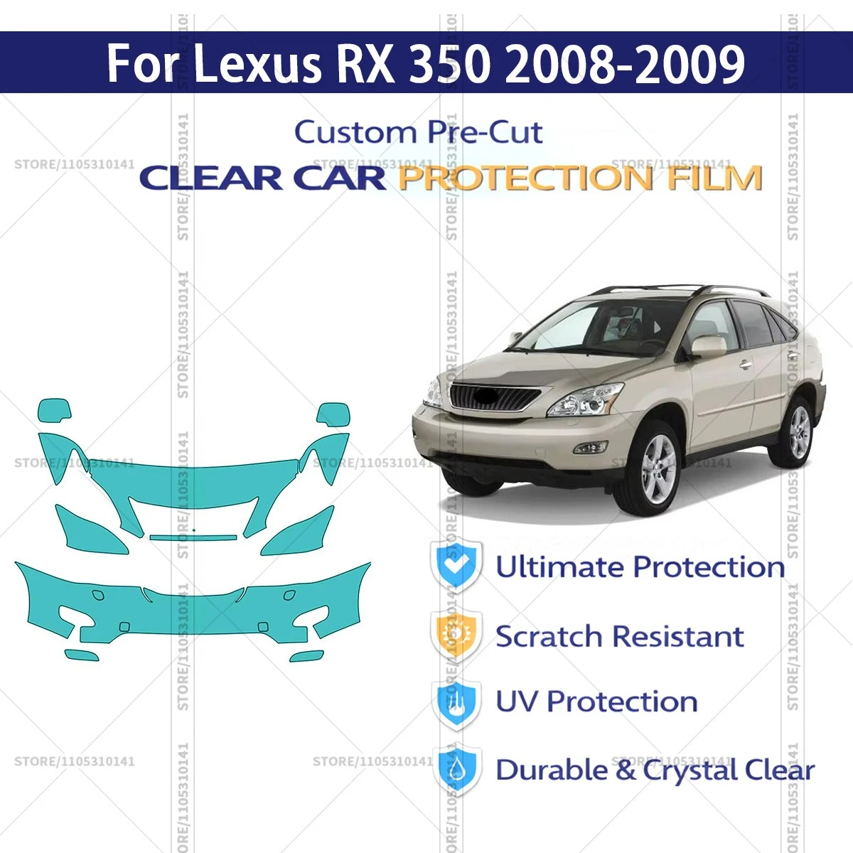 Pre-Cut Paint Protection Film PPF Transparent Car Film Professional Automotive PPF Front Kit For Lexus RX 350 2008-2009
Pre-Cut Paint Protection Film PPF Transparent Car Film Professional Automotive PPF Front Kit For Lexus RX 350 2008-2009
