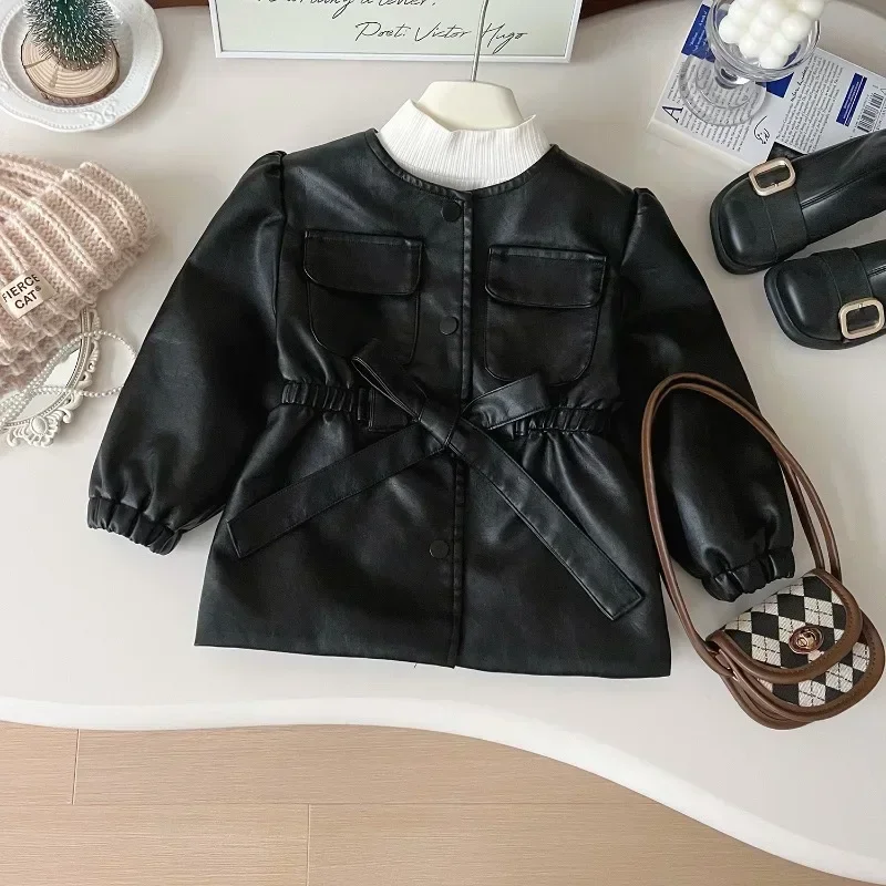 Girls Leather Coats Autumn Spring Black Belt Children Casual Jackets Fashion Fall Kids Outerwear Toddler Girl Tops 2-7Yrs
Girls Leather Coats Autumn Spring Black Belt Children Casual Jackets Fashion Fall Kids Outerwear Toddler Girl Tops 2-7Yrs