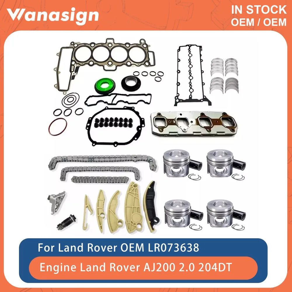 Engine Full Gasket Kit Timing Chain Kit & Piston Set Fit 2.0 L For Land Rover Range Rover Jaguar AJ200 204DTD 204DTA 2.0L Diesel 
Engine Full Gasket Kit Timing Chain Kit & Piston Set Fit 2.0 L For Land Rover Range Rover Jaguar AJ200 204DTD 204DTA 2.0L Diesel