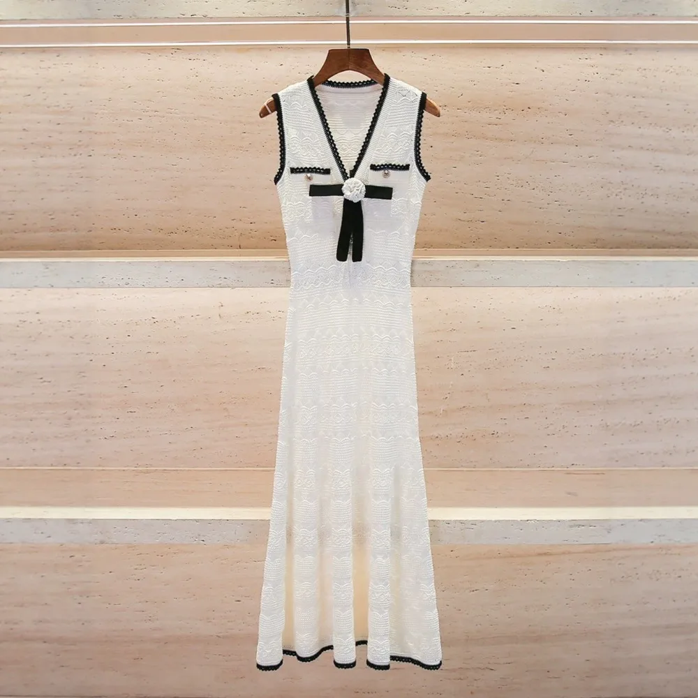New Summer French Style Bow Knitted Sleeveless A Line Long Dress For Young Girls Casual Vest Maxi Dress
New Summer French Style Bow Knitted Sleeveless A Line Long Dress For Young Girls Casual Vest Maxi Dress