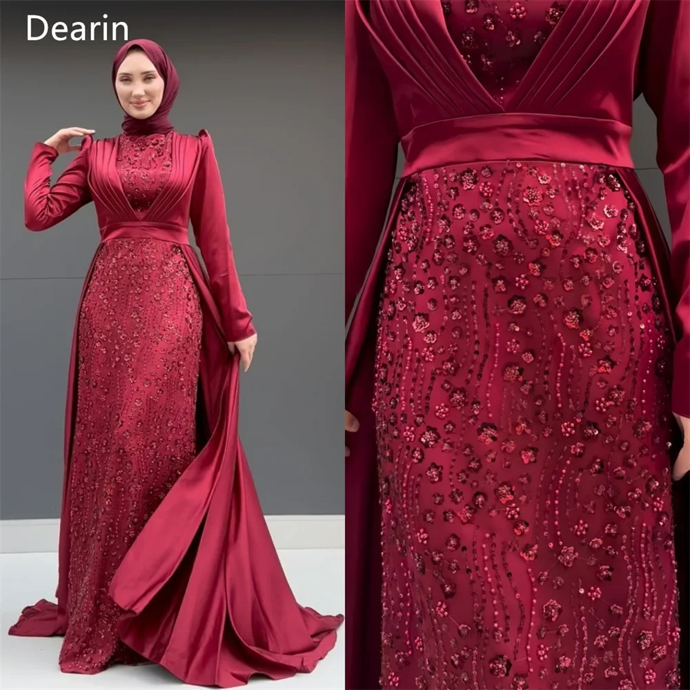 Customized Evening Dress Dearin High Collar Column Floor Length Skirts Fold Vertically Draped Applique Print Bespoke Occasion Dr
Customized Evening Dress Dearin High Collar Column Floor Length Skirts Fold Vertically Draped Applique Print Bespoke Occasion Dr