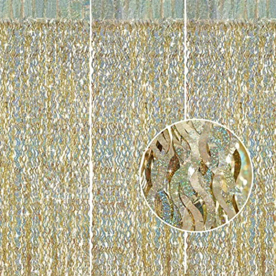 Champagne Gold Foil Fringe Backdrop - 3 Pack 3.3 ft x 6.6 ft Sparkle Tinsel Foil Fringe Backdrop Curtains for Birthday Annivers
Champagne Gold Foil Fringe Backdrop - 3 Pack 3.3 ft x 6.6 ft Sparkle Tinsel Foil Fringe Backdrop Curtains for Birthday Annivers