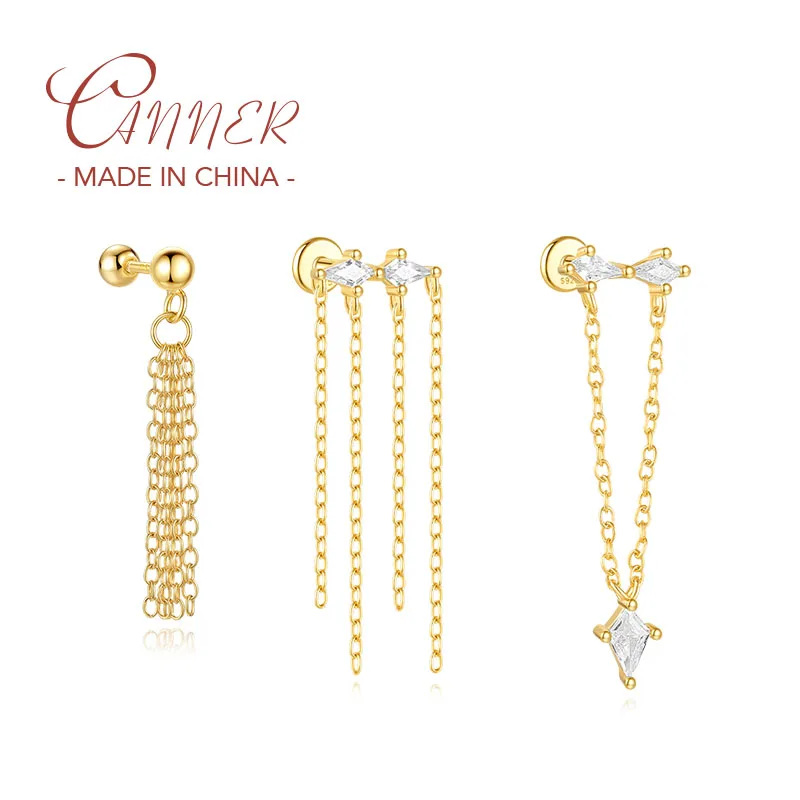 CANNER 925 Sterling Silver Opal Zircon Chains Threaded Cartilage Piercing Stud Earring for Women Jewelry Gift Brincos Pendientes
CANNER 925 Sterling Silver Opal Zircon Chains Threaded Cartilage Piercing Stud Earring for Women Jewelry Gift Brincos Pendientes