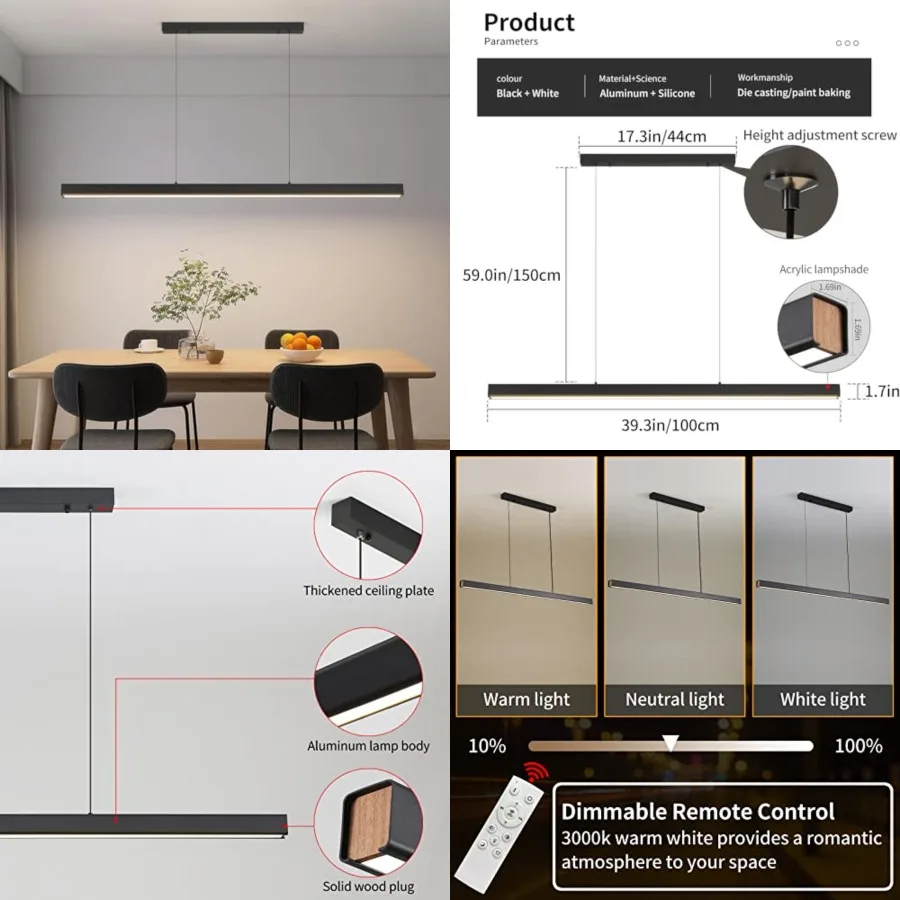 Linr nnt Light Fixtur, 20W L Iln Light with Rmot, 39" Morn nnt Light for Kitchn Iln ining Room illir Room Offic r, 3000k-6000k
Linr nnt Light Fixtur, 20W L Iln Light with Rmot, 39" Morn nnt Light for Kitchn Iln ining Room illir Room Offic r, 3000k-6000k
