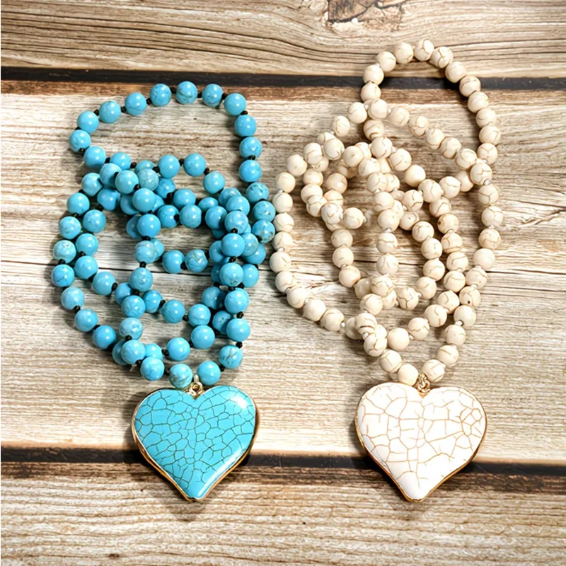 Bohemian-Style Lady Turquoise Heart-Shaped Pendant Necklace 8mm Natural Gemstone Beads Daily Wear Spring Accessory
Bohemian-Style Lady Turquoise Heart-Shaped Pendant Necklace 8mm Natural Gemstone Beads Daily Wear Spring Accessory