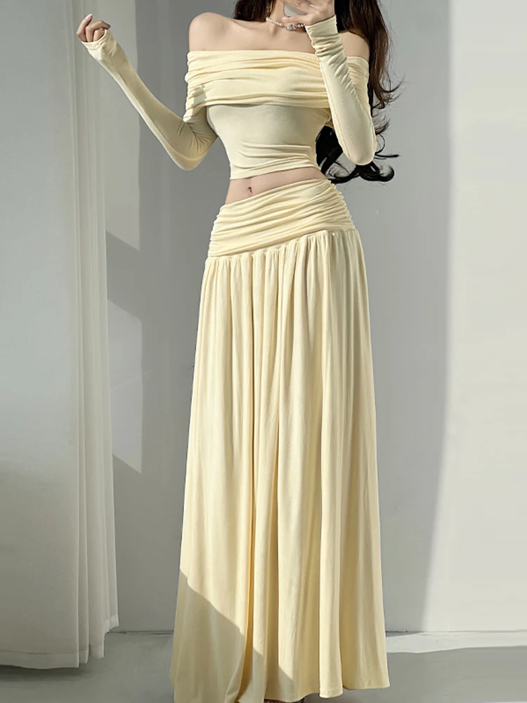 Pure Desire Long Dr oulder Bared Long Sve One oulder Women's High Waist f Skirt Two Piece Set Faionable Ensemble
Pure Desire Long Dr oulder Bared Long Sve One oulder Women's High Waist f Skirt Two Piece Set Faionable Ensemble