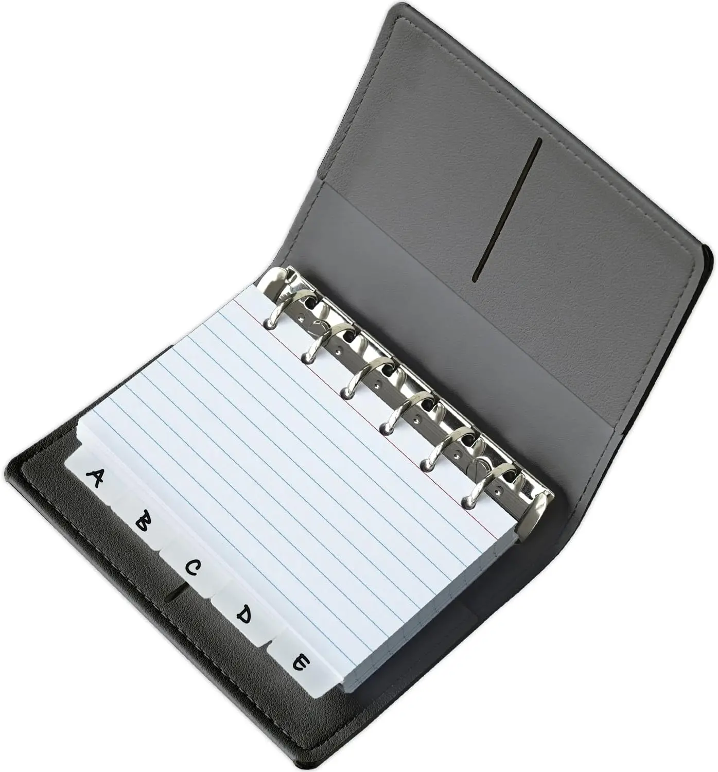 3x5 Lined Index Cards with Ring Binder Holder and Dividers, 100 Note Cards, Black
3x5 Lined Index Cards with Ring Binder Holder and Dividers, 100 Note Cards, Black