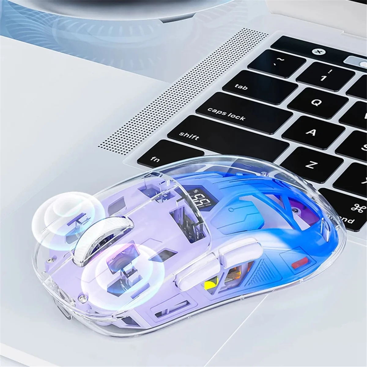 A72P Transparent Wireless Mouse with Digital Screen,2.4G RGB 4000DPI 5-Step Adjustment,Bass Keys,Bluetooth Gamer Mouse,B
A72P Transparent Wireless Mouse with Digital Screen,2.4G RGB 4000DPI 5-Step Adjustment,Bass Keys,Bluetooth Gamer Mouse,B