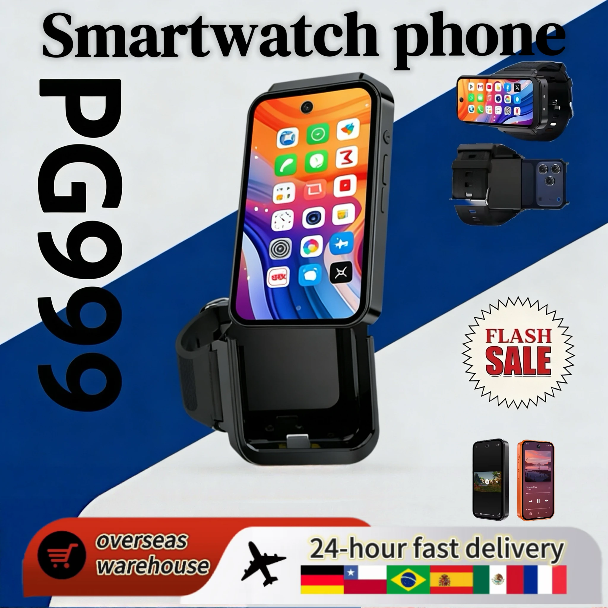 New PG999 Smartwatch Phone Touchscreen 4G Wi-Fi GPS Dual SIM Dual Standby HD Camera Global Connectivity Octa-Core Processor
New PG999 Smartwatch Phone Touchscreen 4G Wi-Fi GPS Dual SIM Dual Standby HD Camera Global Connectivity Octa-Core Processor