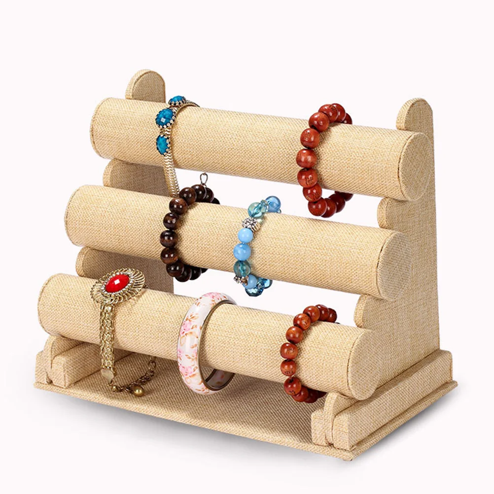 Bracelet Display Stand Personal Use Jewelry Organizer Three Layer Rack Flax Color
Bracelet Display Stand Personal Use Jewelry Organizer Three Layer Rack Flax Color