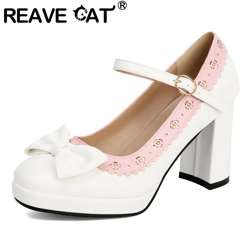 REAVE CAT Black Women Pumps Round Toe 9cm Block Heel 1.5cm Platform Buckle Strap Bowknot Sweet Mary Janes Shoes Big Size 44 45
REAVE CAT Black Women Pumps Round Toe 9cm Block Heel 1.5cm Platform Buckle Strap Bowknot Sweet Mary Janes Shoes Big Size 44 45