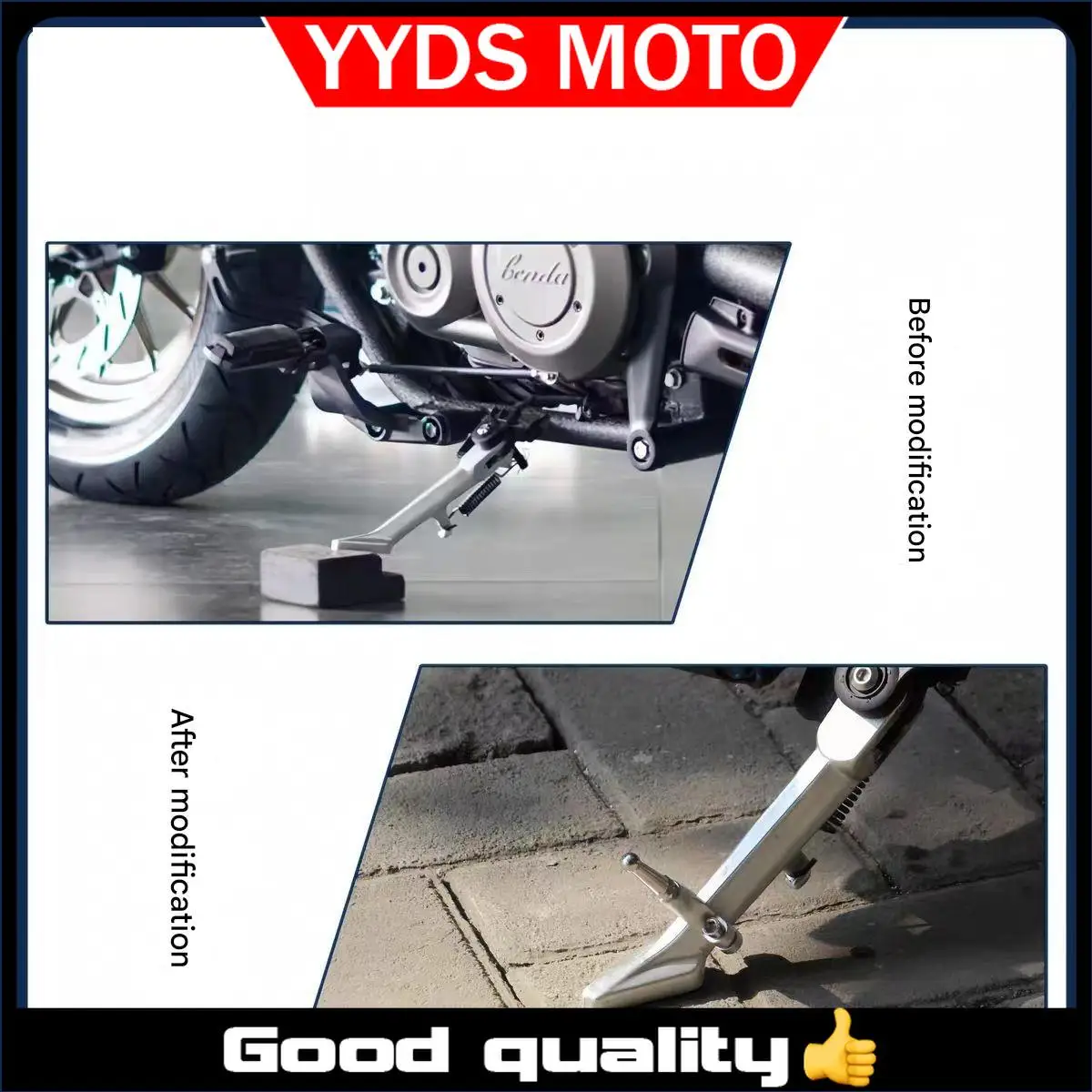 Motorcycle extension accessories compatible with Benda Napoleon 450 mini side stand and Napoleon 450 side kickstand.
Motorcycle extension accessories compatible with Benda Napoleon 450 mini side stand and Napoleon 450 side kickstand.