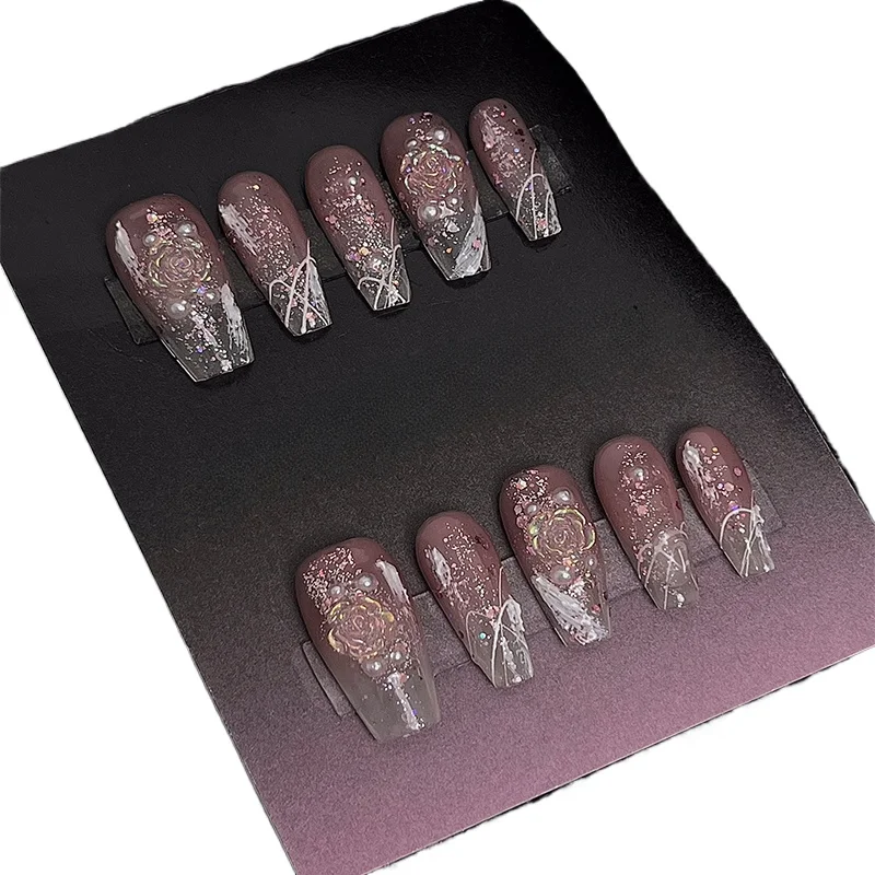 Sweet Cool Babes Black French Edge Handmade Nail Art Love Diamond Dry Rose Nail Wear
Sweet Cool Babes Black French Edge Handmade Nail Art Love Diamond Dry Rose Nail Wear