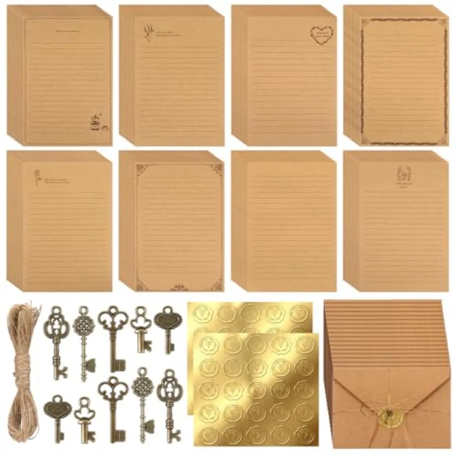203 Pcs Vintage Stationary Paper and Envelopes Set 100 Lined Writing Paper Letter Stationary Kit with Retro Accessories Pendant
203 Pcs Vintage Stationary Paper and Envelopes Set 100 Lined Writing Paper Letter Stationary Kit with Retro Accessories Pendant