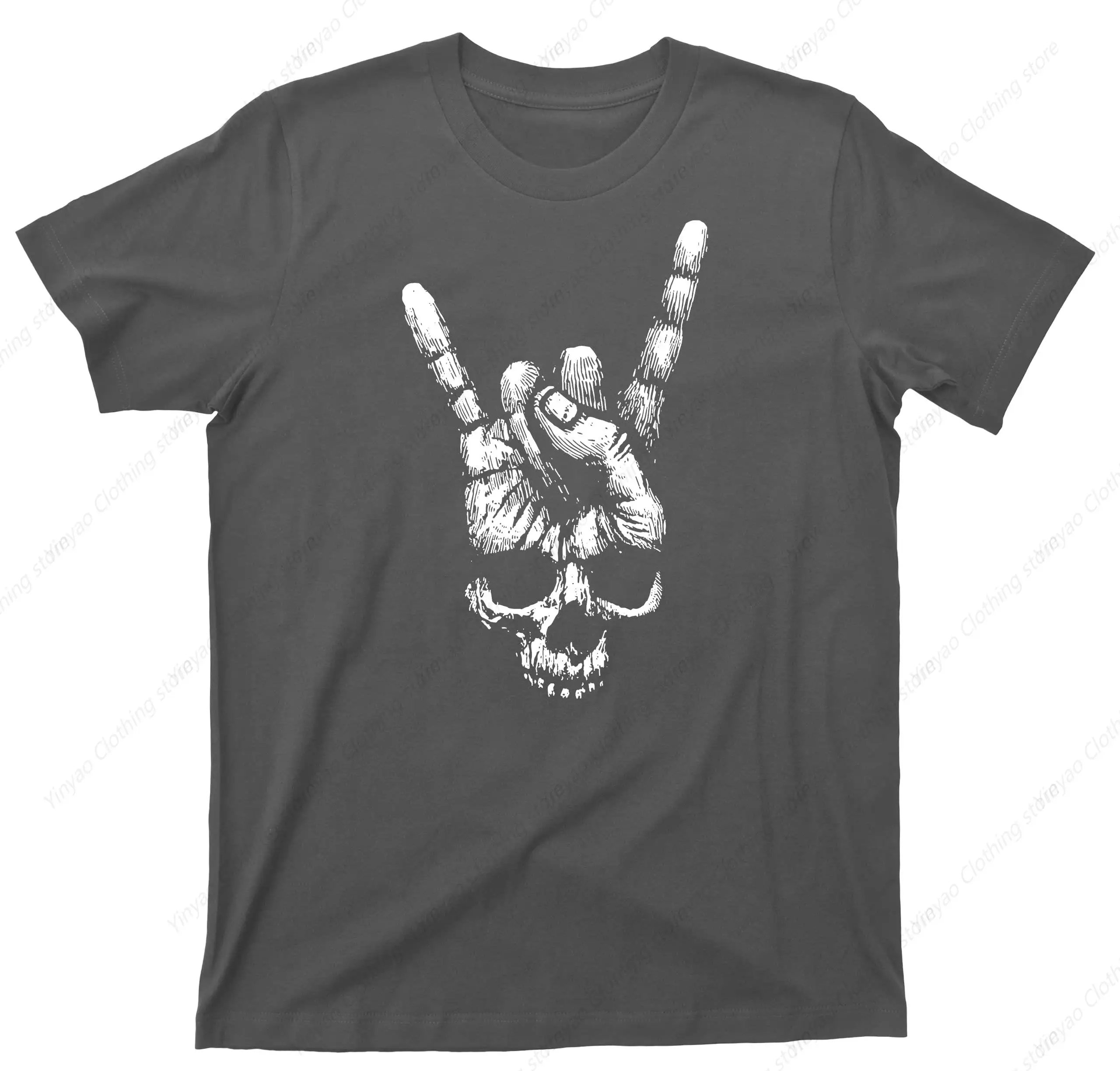 Skull Gesture Corner Printed T-Shirt Rock Heavy Metal Men'S Cool T-Shirt Fashionable Pure Cotton Clothes
Skull Gesture Corner Printed T-Shirt Rock Heavy Metal Men'S Cool T-Shirt Fashionable Pure Cotton Clothes