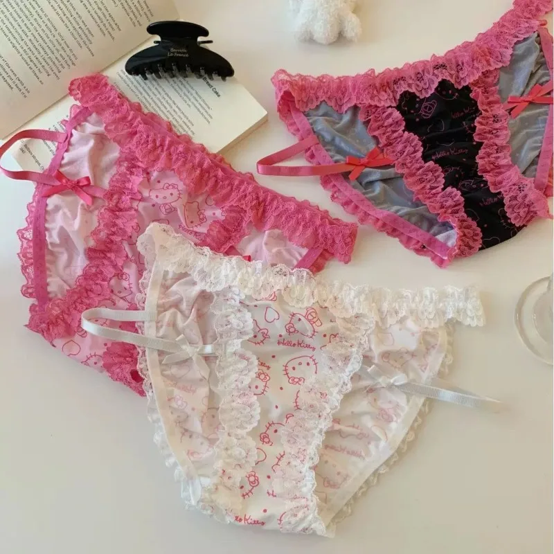 Sanrio HelloKitty трусы с героями мультфильмов, сексуальные трусы из ледяного шелка для девочек, дышащие кружевные треугольные брюки, женские сексуальные соблазнительные трусы 
Sanrio HelloKitty трусы с героями мультфильмов, сексуальные трусы из ледяного шелка для девочек, дышащие кружевные треугольные брюки, женские сексуальные соблазнительные трусы